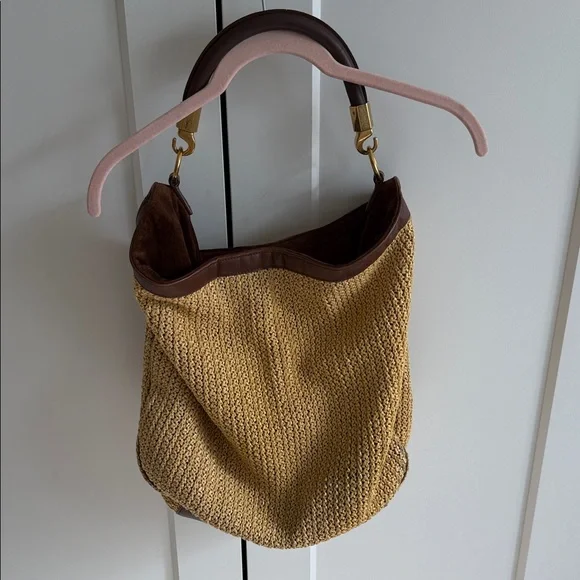 Yves Saint Laurent Roady Natural Raffia Woven Brown Leather Large Hobo bag - Picture 5 of 13